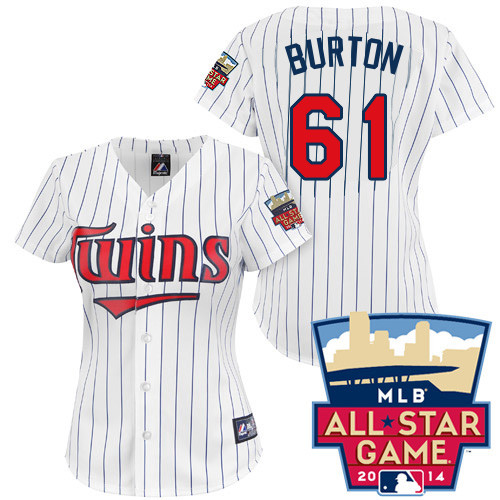 Jared Burton #61 mlb Jersey-Minnesota Twins Women's Authentic 2014 ALL Star Home White Cool Base Baseball Jersey